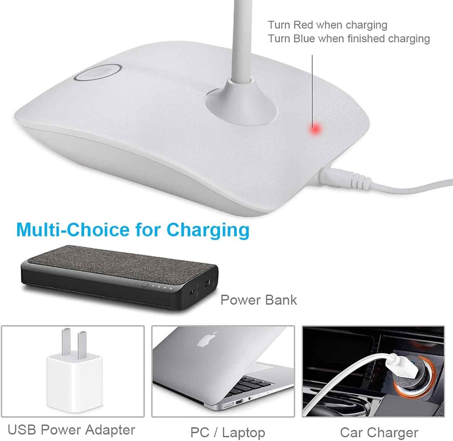 DEEPLITE Minimalist LED Lamp – Cordless Touch Lamp for Clean Desk Aesthetic, USB Rechargeable Neutral Modern Light