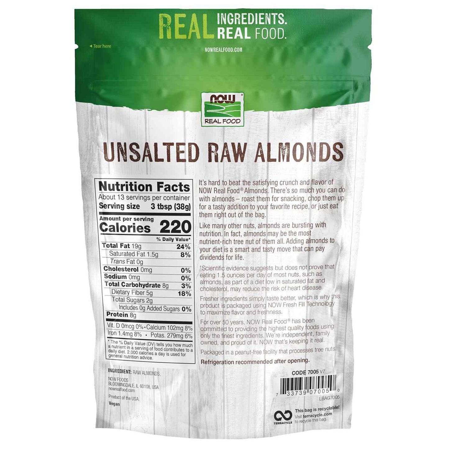 TerrAmazon Raw Unsalted Almonds – No-Added-Sodium Lunchbox Snack for School Days