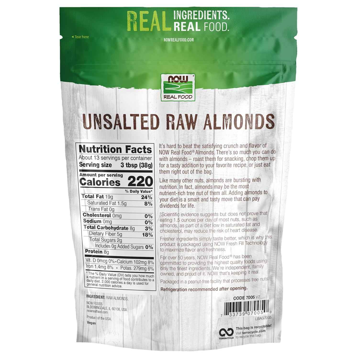 TerrAmazon Raw Unsalted Almonds – No-Added-Sodium Lunchbox Snack for School Days