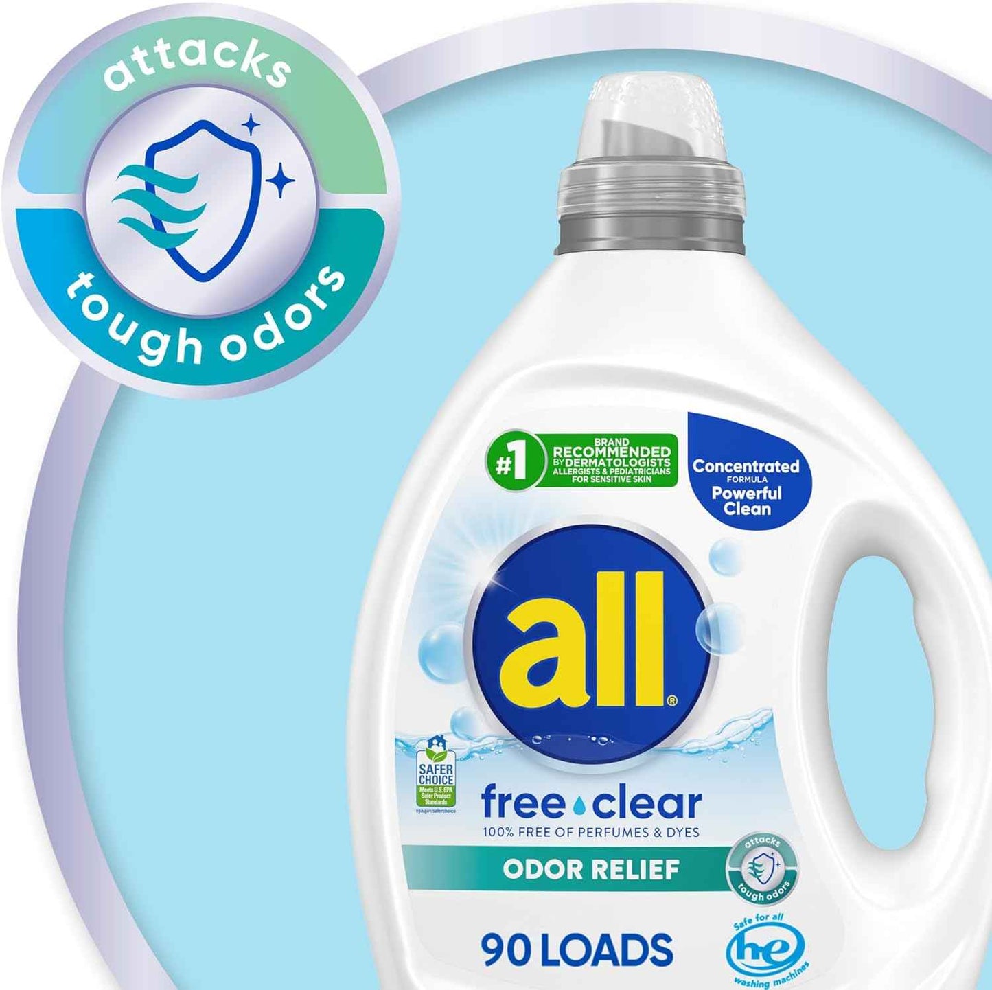 all Laundry Detergent Liquid Free Clear for Sensitive Skin – Eczema-Friendly Wash for Mindful Self-Care Routines, Unscented 90 Loads
