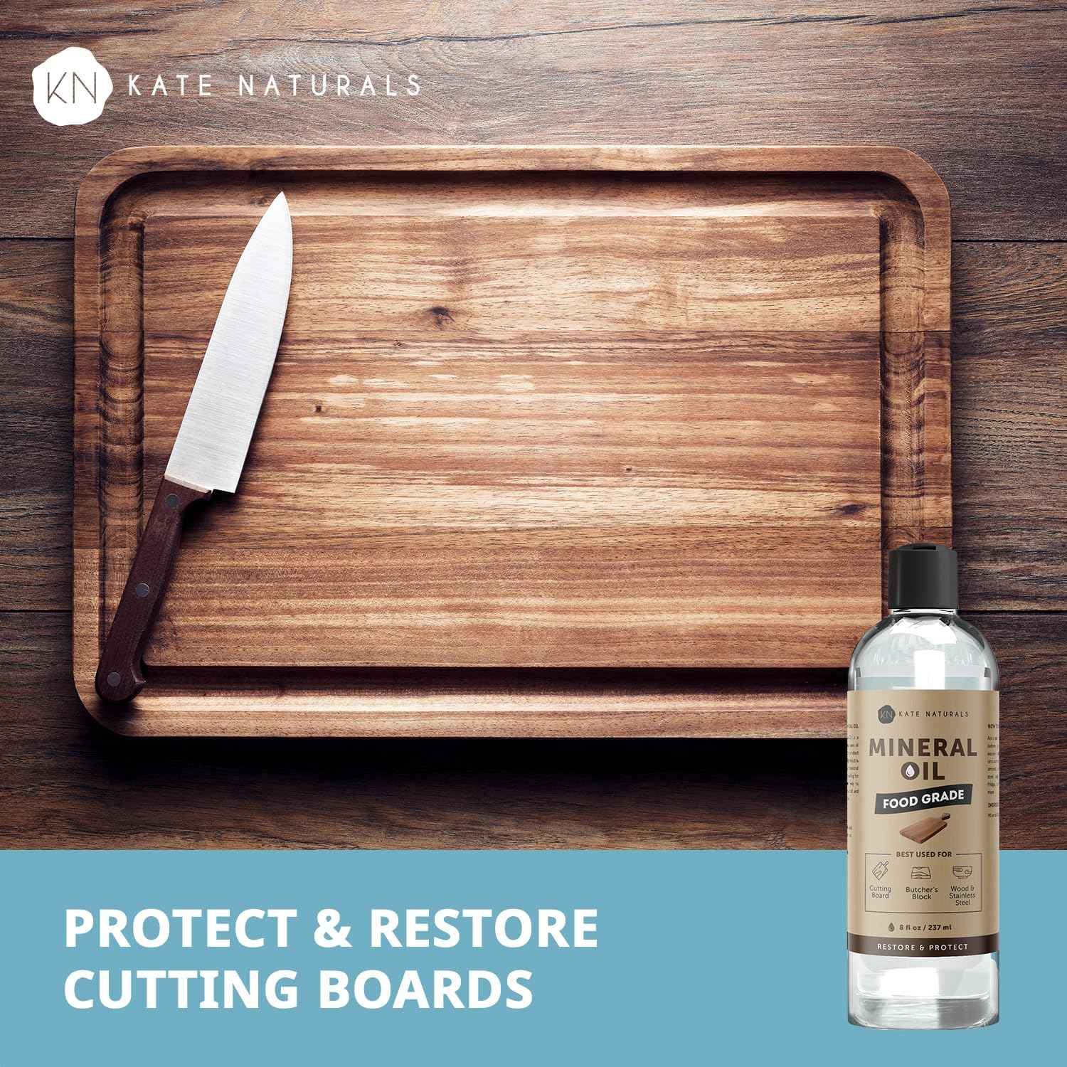 Kate Naturals Food Safe Mineral Oil – Thoughtful Housewarming Gift for New Homeowners and Wedding Registry Picks