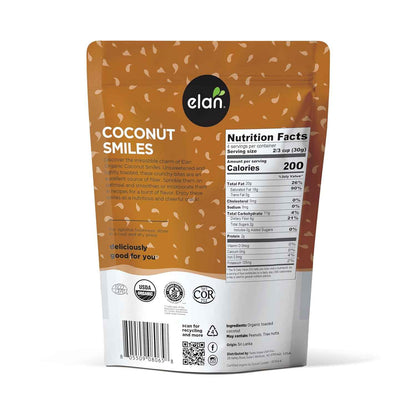 Elan Organic Coconut Smiles – Resealable Trail Snack for Hiking and Camping, Unsweetened Coconut Chips