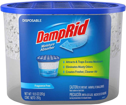 DampRid Fragrance Free Disposable Moisture Absorber 10.5 oz 3 Pack – Uncluttered Bathroom Dehumidifier for Intentional Homes