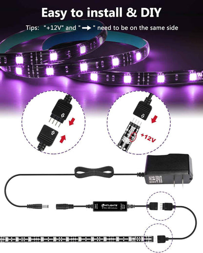 HitLights LED Strip Lights – Cozy Living Room Accent Lighting, Dimmable RGB Tape for Behind TV and Media Wall