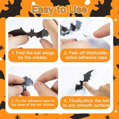 Elegantly Halloween Big Size Bat Silhouette Set – Immersive Haunted House Wall Display for Entryway and Staircase, Modern Gothic Home Halloween Styling