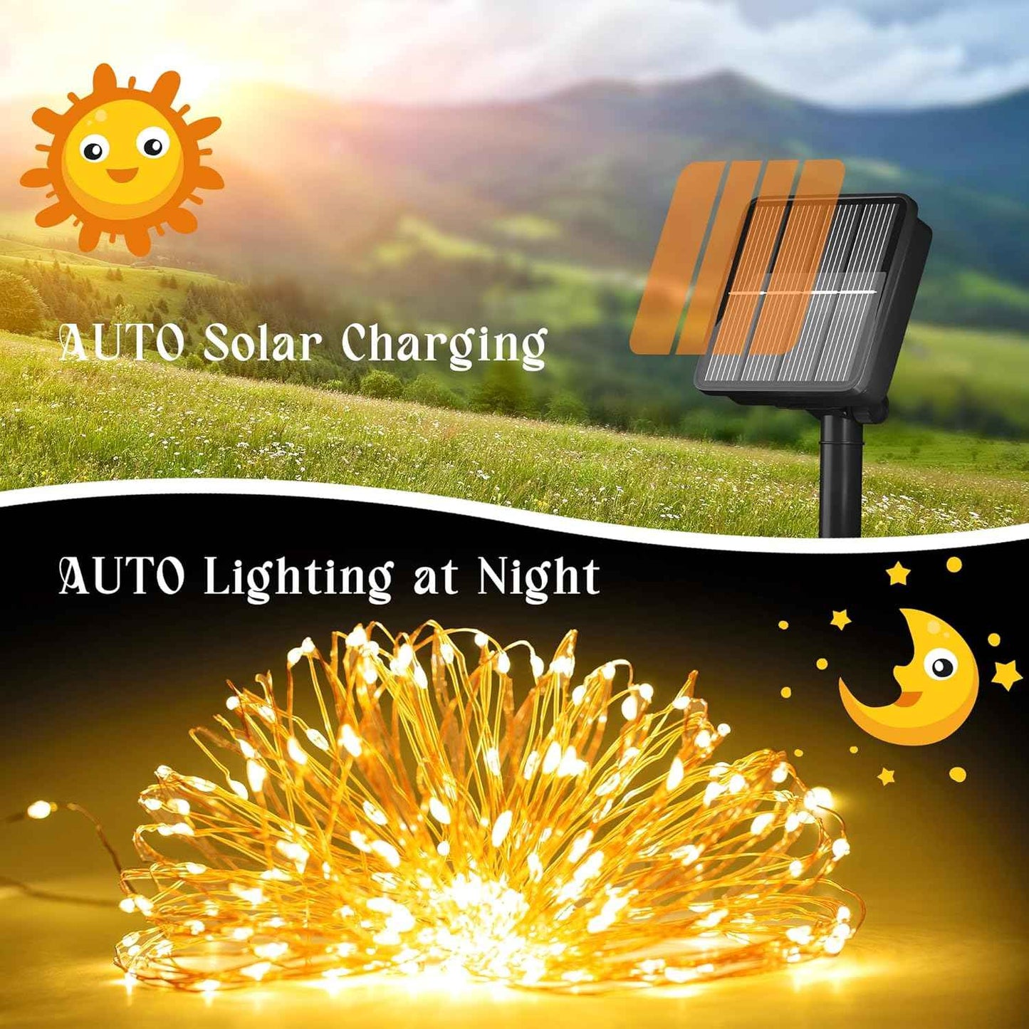 LUMENAIR Solar Fairy Lights – Waterproof 200 LED String Lights for Pergola Garden and Outdoor Dining Setup