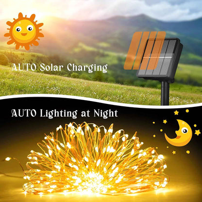 LUMENAIR Solar Fairy Lights – Waterproof 200 LED String Lights for Pergola Garden and Outdoor Dining Setup