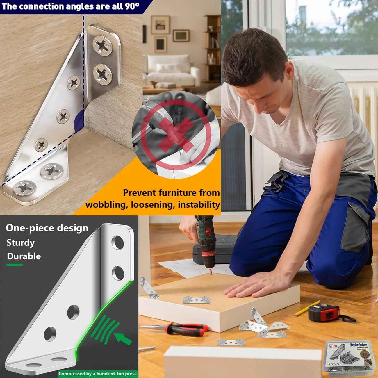 Corner Brace Connectors for Outdoor Furniture - Rust-Resistant Stainless Steel Brackets for Patio Builds, Garden Sheds, Camping Projects