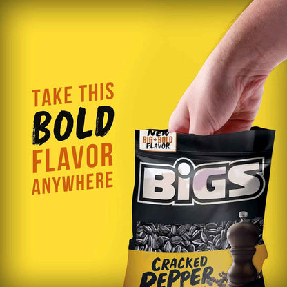 BIGS Sunflower Seeds, Cracked Pepper Flavor – Portable 5.35 oz Bag for Road Trips and Disc Golf