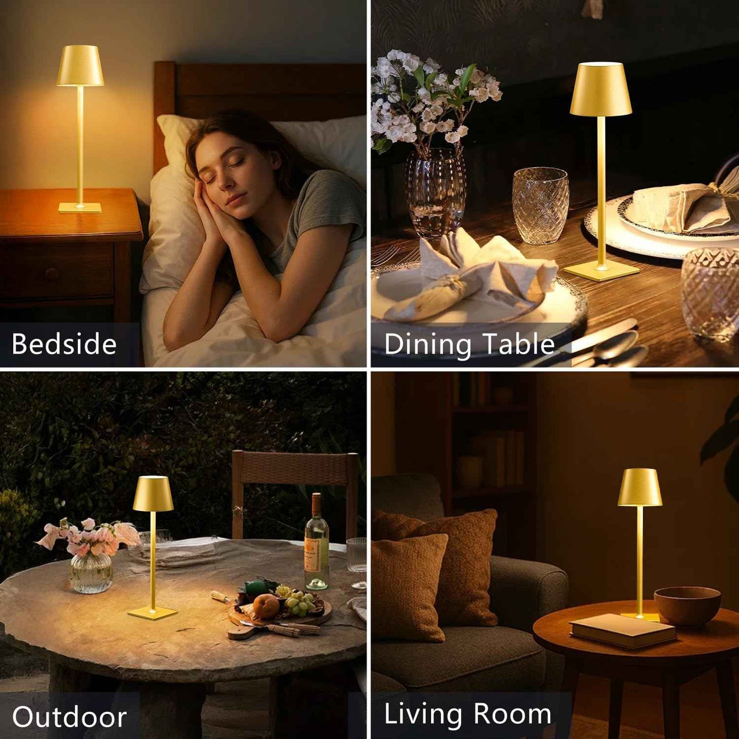 LEDLUX Minimalist Cordless Lamp – Clean Slim Profile Light for Uncluttered Spaces, Touch Control 2-Pack