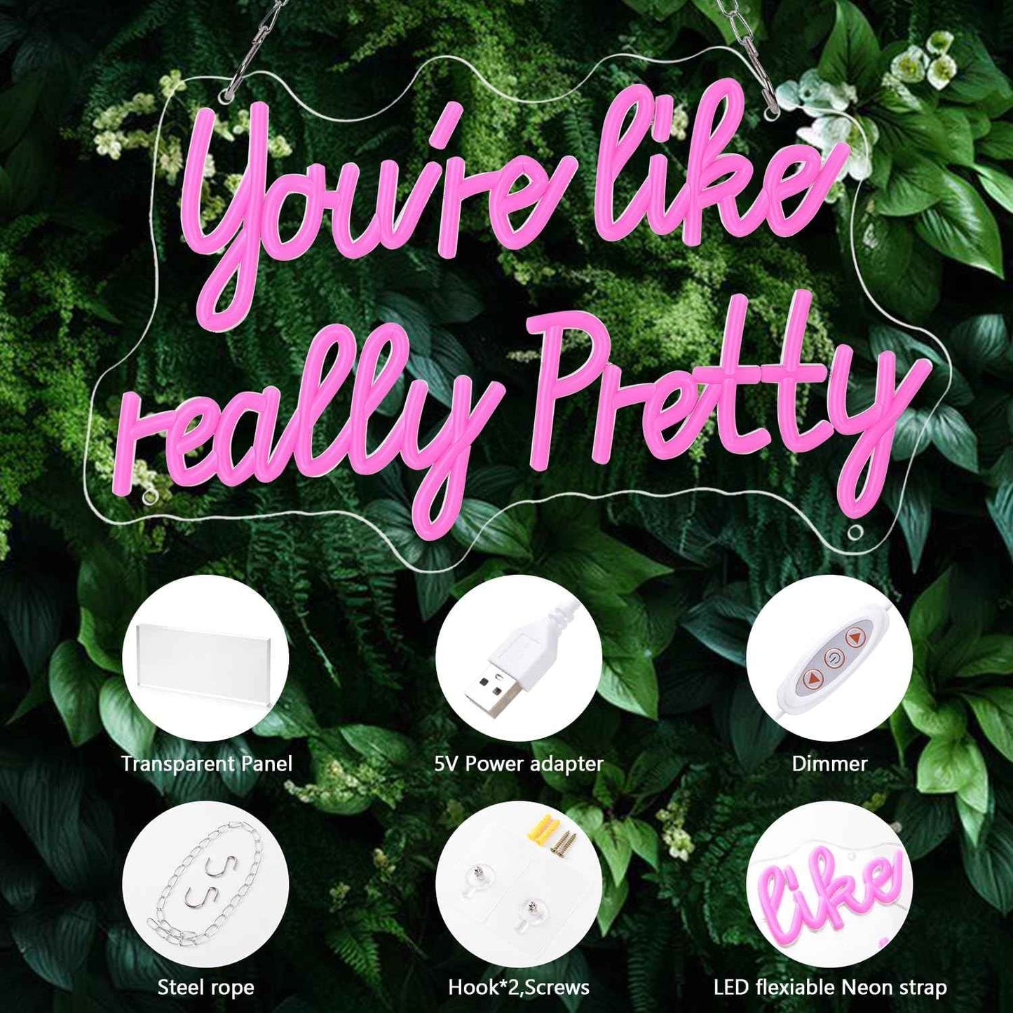 You like really pretty LED Neon Sign – Single Phrase Pink Neon for Clean Modern Walls, 15 x 9 Inch Slim Design