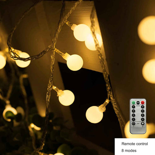 ZIMINGU LED Ball String Lights – Flameless Cool Touch Fairy Lights Safe for Kids and Pets, USB Powered Warm White Globe Lights