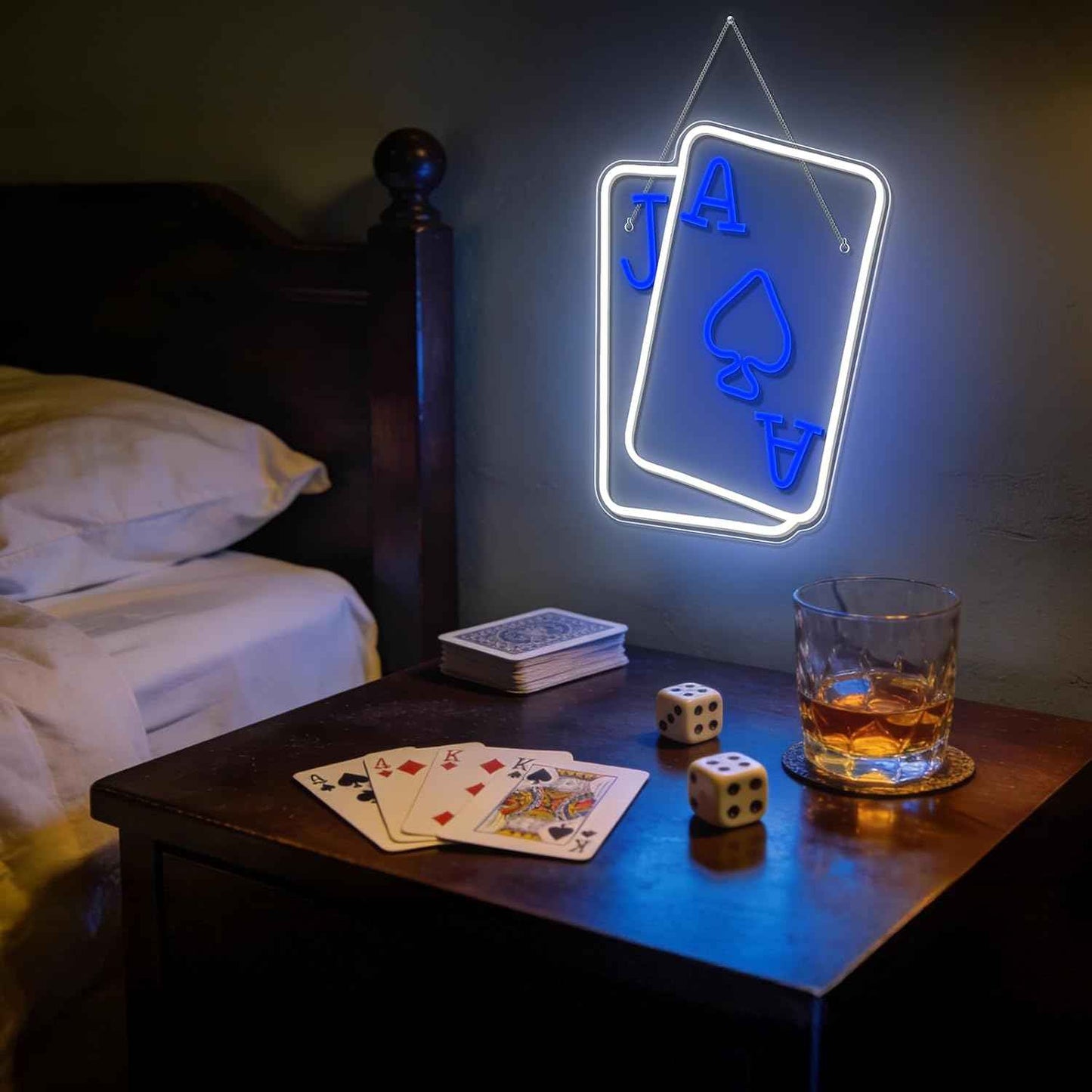 Gamerneon Playing Cards Neon Sign – Bedroom Wall Decor Accent for Teens and Adults, USB Plug-In LED Light Panel