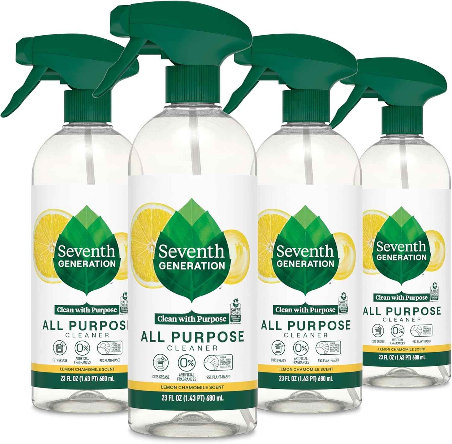 Seventh Generation All Purpose Cleaner – Botanical Scented Counter Degreaser for Mindful Cleaning Rituals, Lemon Chamomile 23 oz