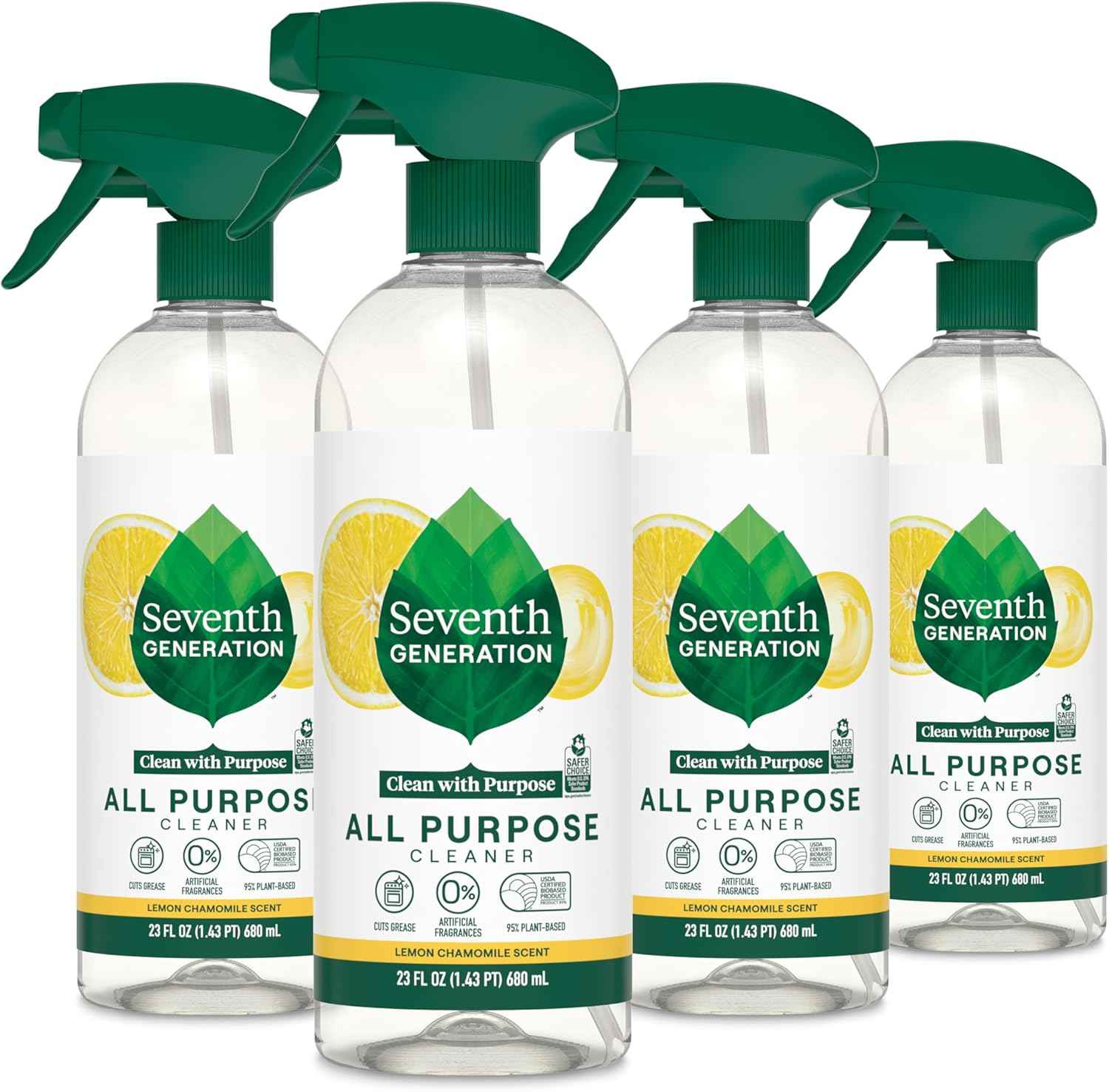 Seventh Generation All Purpose Cleaner – Botanical Scented Counter Degreaser for Mindful Cleaning Rituals, Lemon Chamomile 23 oz