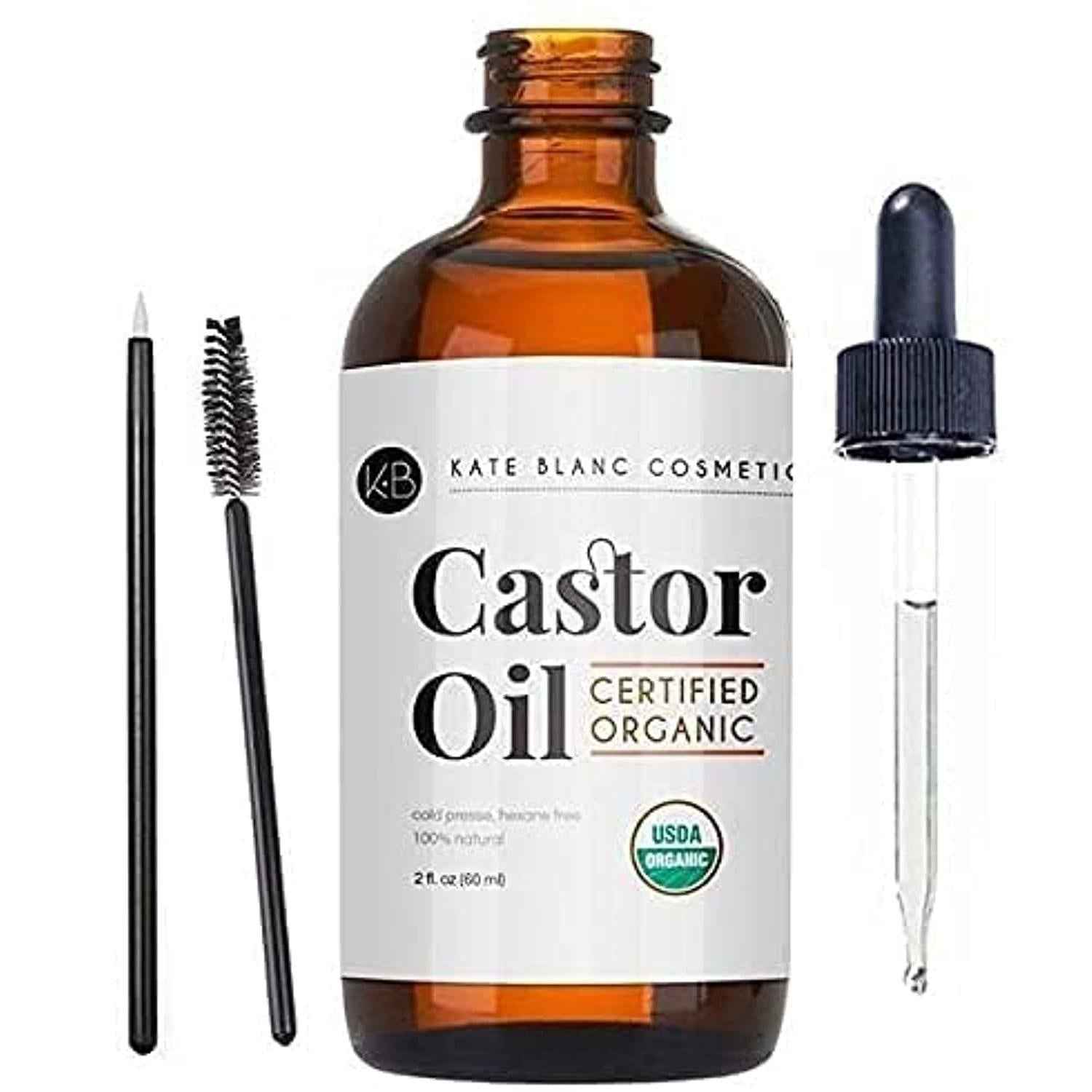 Kate Blanc Cosmetics Castor Oil Organic – Valentine's Day Gift for Her with Premium Glass Bottle