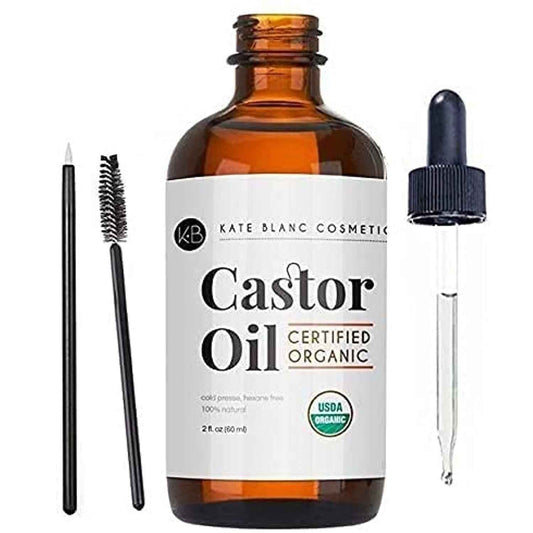 Kate Blanc Cosmetics Castor Oil Organic – Valentine's Day Gift for Her with Premium Glass Bottle