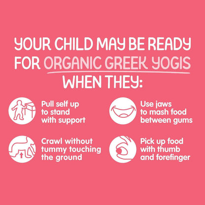 Happy Baby Organics Greek Yogis USDA Organic Protein Snack for Babies Starting Solids, Strawberry Banana, 1 oz Pouch