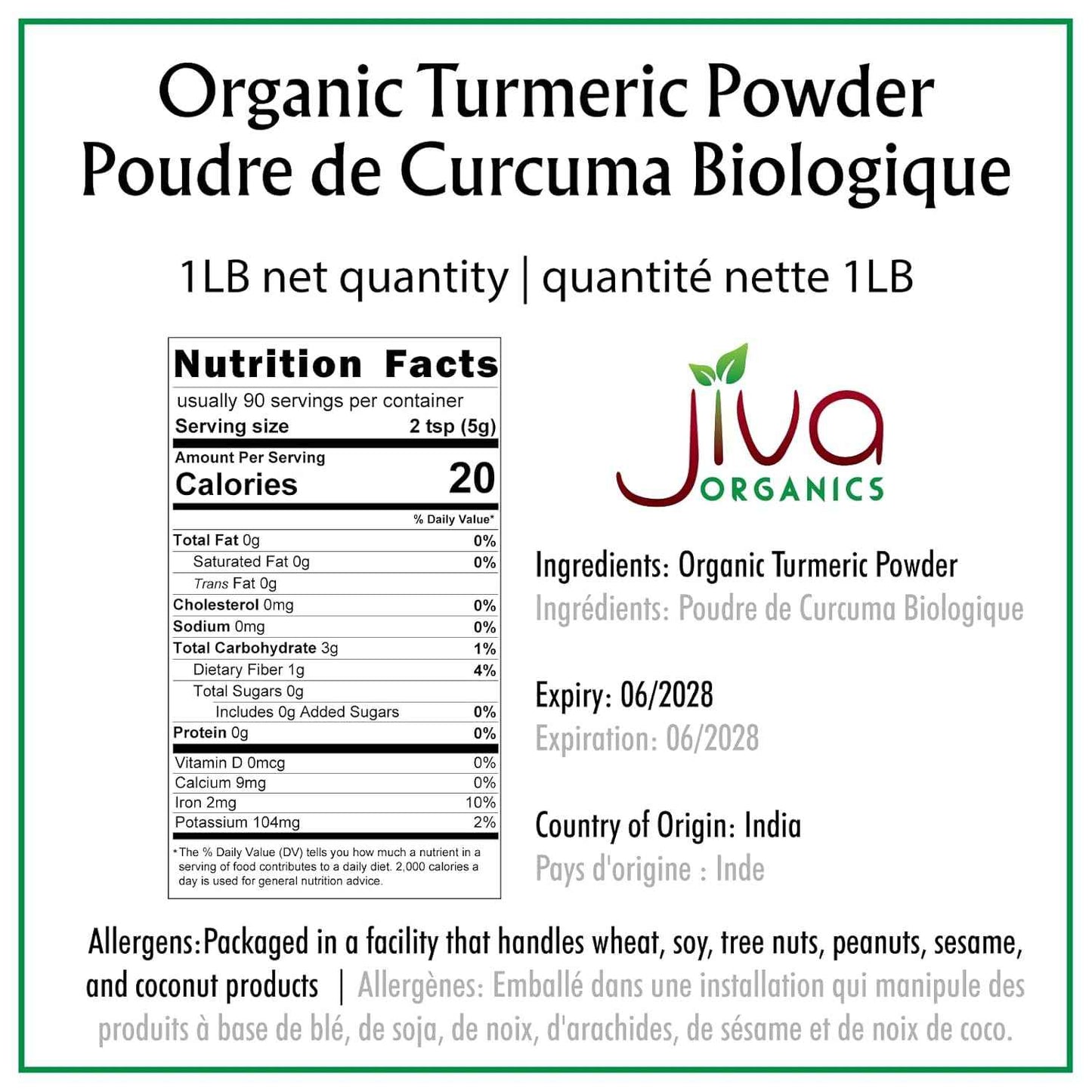 Jiva Organics Organic Turmeric Powder 1lb – Thoughtful Wellness Gift for Mom on Her Birthday or Mother's Day