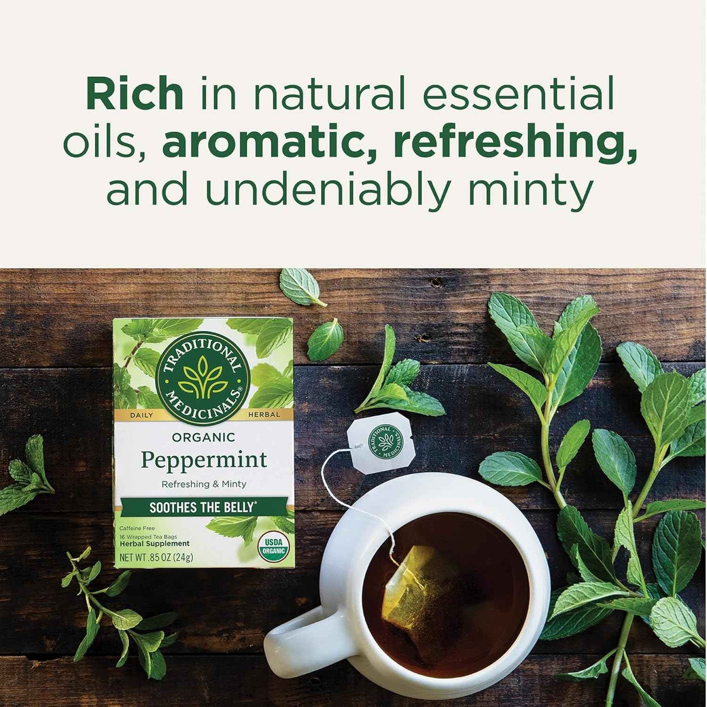 Traditional Medicinals Organic Peppermint Tea – Mindful Bath Time Companion for Bloating Relief and Relaxation