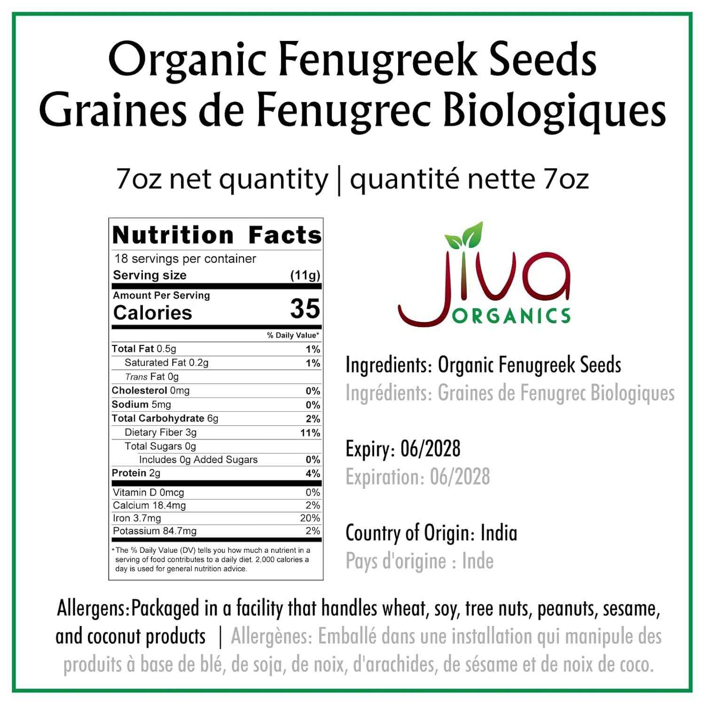 Jiva Organic Fenugreek Seeds 7 Ounce – Hormone-Balancing Methi Seeds for Nightly Wellness Rituals & Soothing Herbal Tonics
