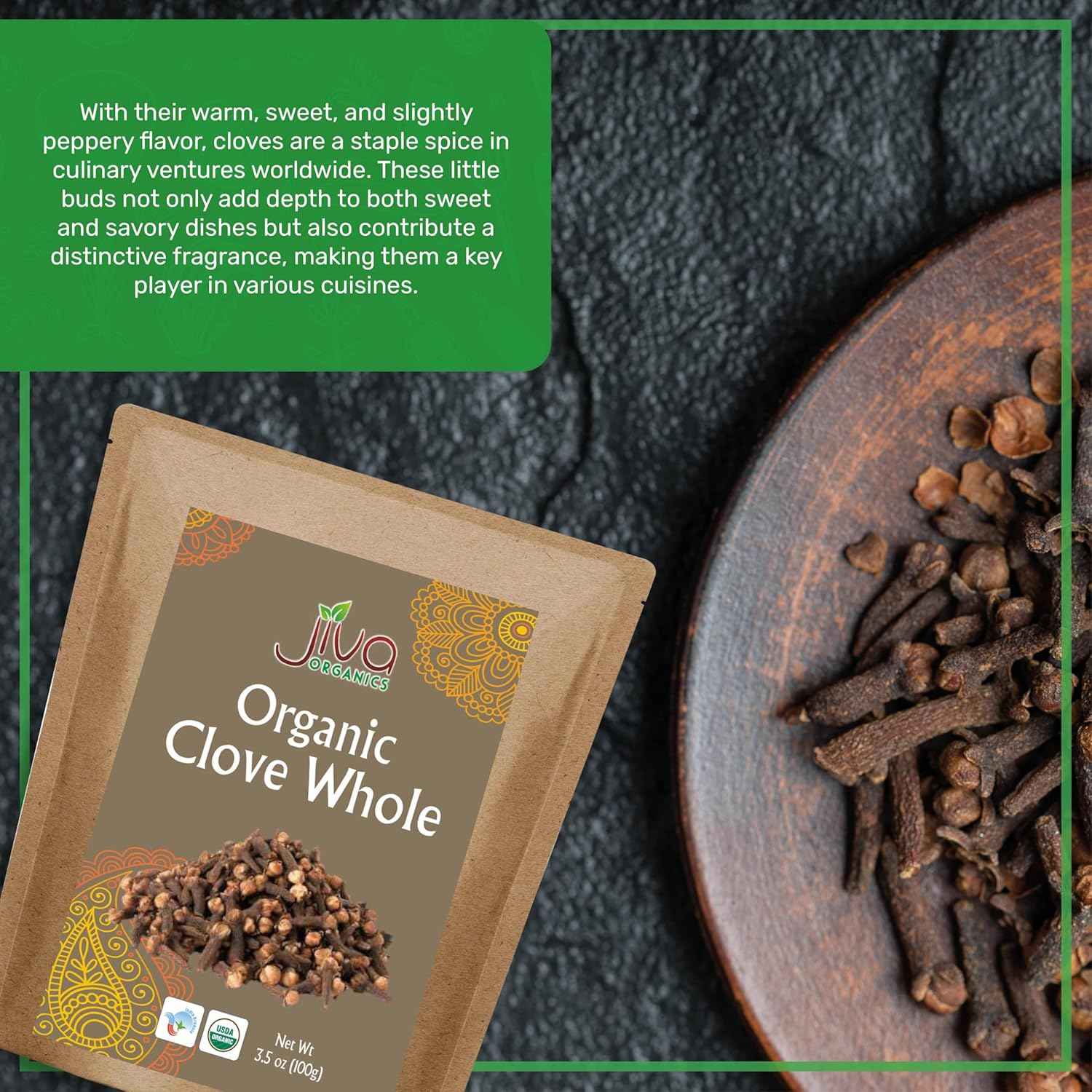 Jiva Organic Whole Cloves – Mindful Kitchen Spice for Bedtime Tea Rituals, 3.5 oz Resealable Pouch