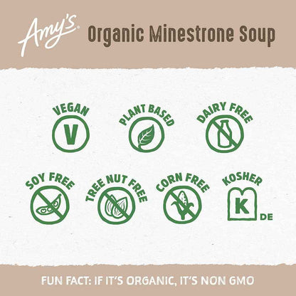 Amy's Organic Light in Sodium Minestrone Soup – Quick Office Microwave Meal for the Workday Rush, 14.1 oz