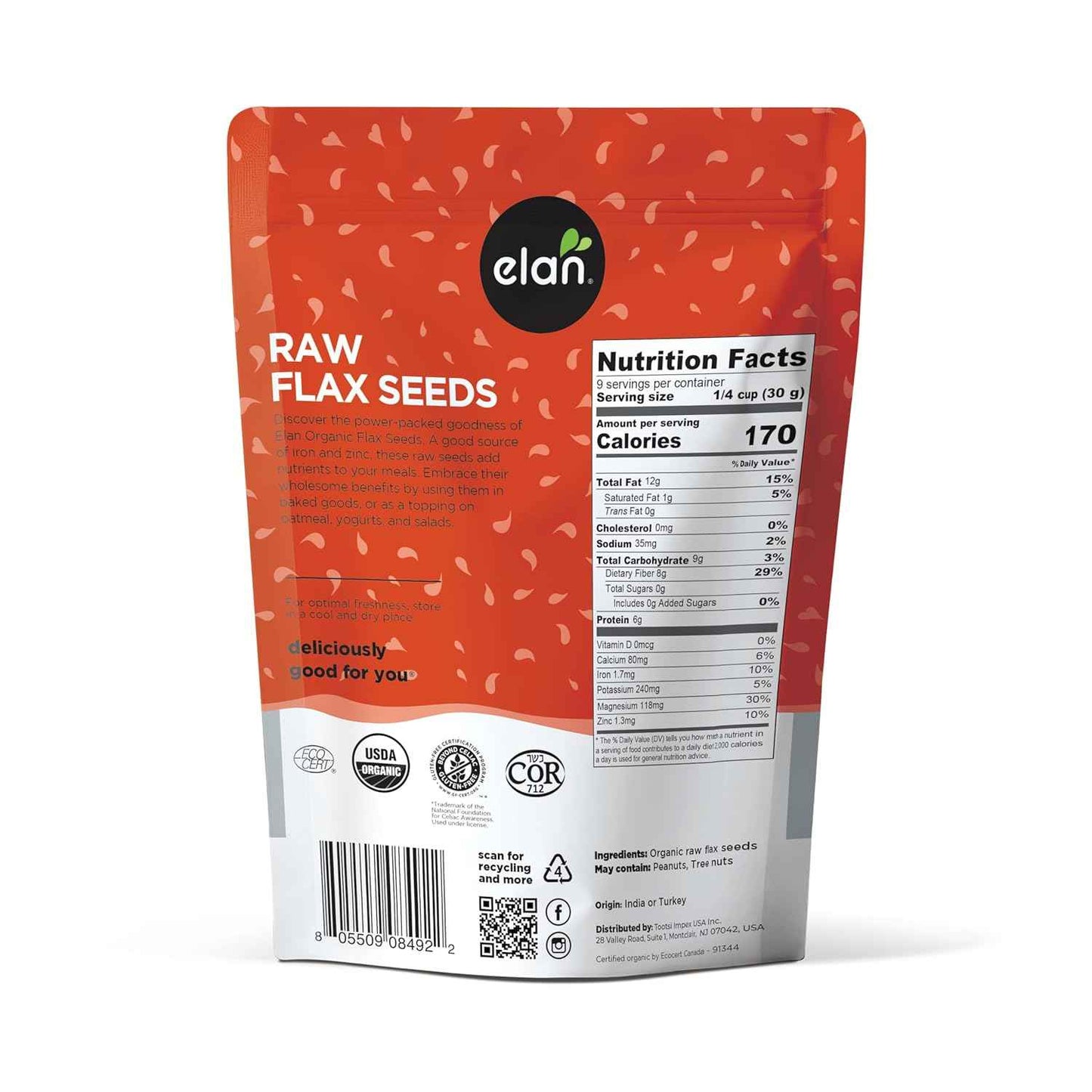 Elan Organic Flax Seed, 9.7 oz Pack of 2 – Clean, Food-Safe Whole Seeds for Allergy-Aware Family Kitchens