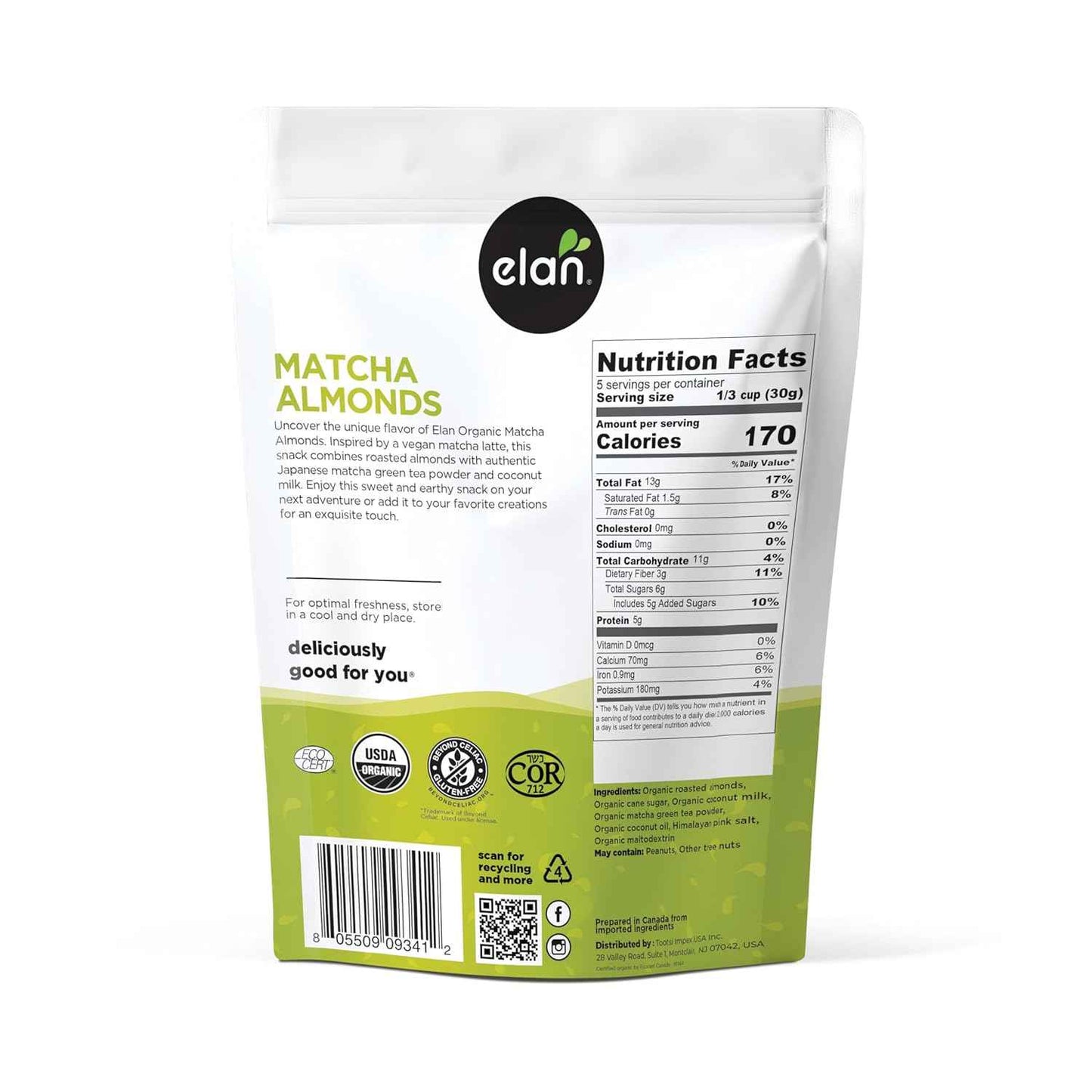 Elan Organic Matcha Almonds – Thoughtful Wellness Gift for Her Birthday and Mother's Day