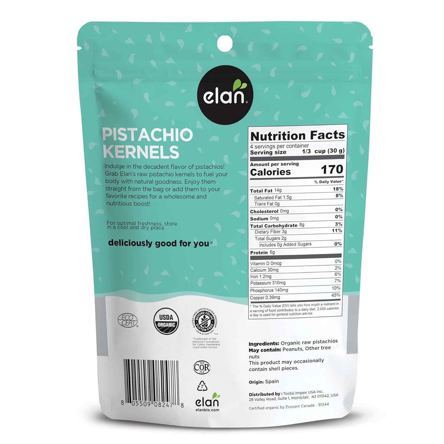 Elan Organic Pistachio Kernels – One-Ingredient Snack for the Intentional Pantry