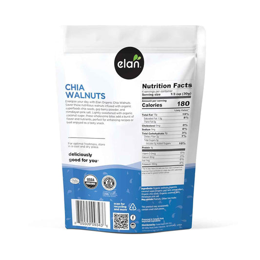 Elan Organic Chia Walnuts – Premium Wellness Gift for Mom on Birthdays and Holidays, 4.5 oz
