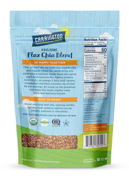 Carrington Farms Flax Chia Blend – Clean Eating Family Staple for Muffin Batter and Cereal Topping, USDA Organic