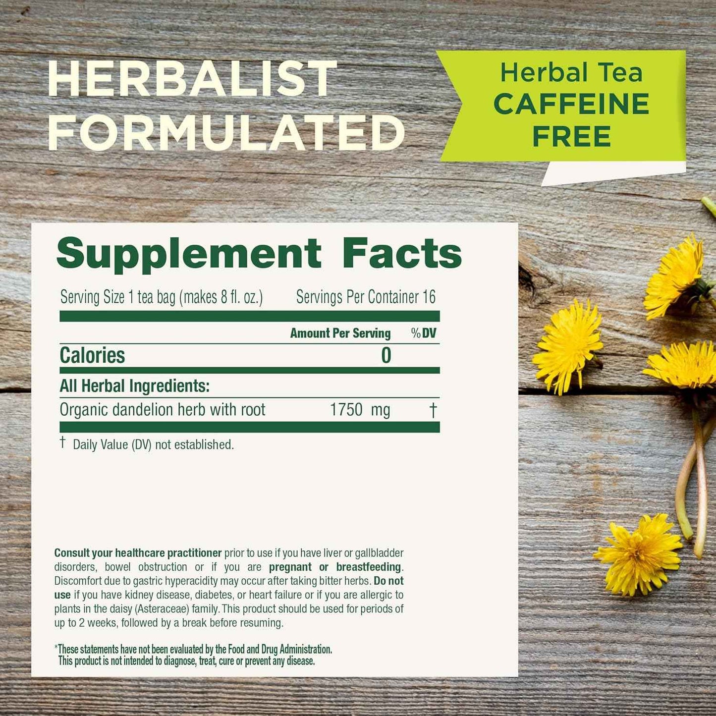 Traditional Medicinals Organic Dandelion Leaf & Root Herbal Tea – Caffeine-Free Cup for Mindful Mornings and Evening Relaxation