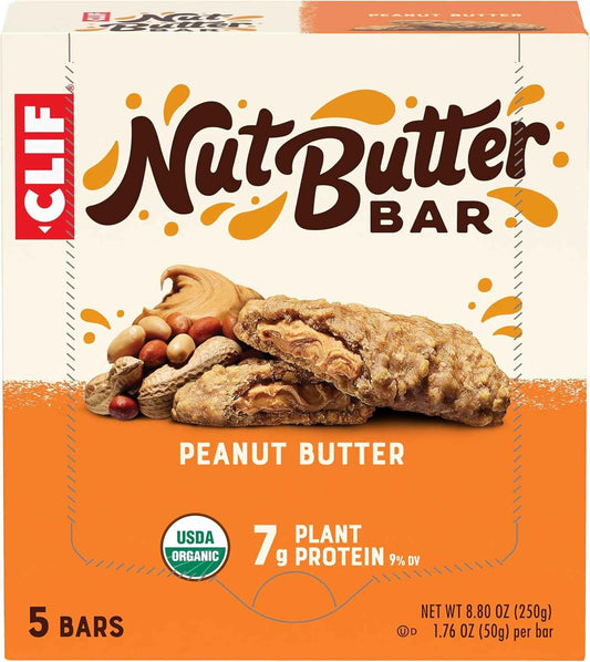 CLIF Nut Butter Bar Peanut Butter – Desk Drawer Energy Bar for Busy Workdays, 5-Pack