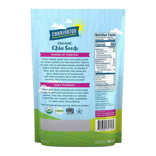 Carrington Farms Organic Chia Seeds – Safe, Allergen-Free Pantry Staple for Family Breakfast Tables