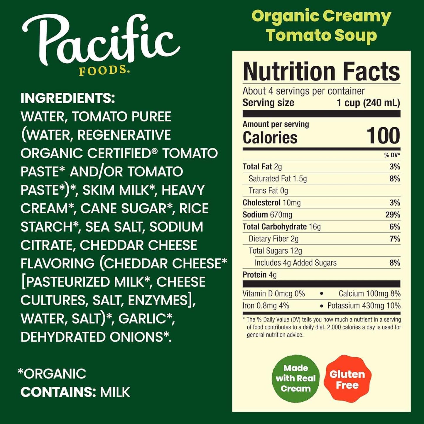 Pacific Foods Organic Creamy Tomato Soup, 32 oz Carton — One-Minute Microwave Lunch for Busy Work-from-Home Days