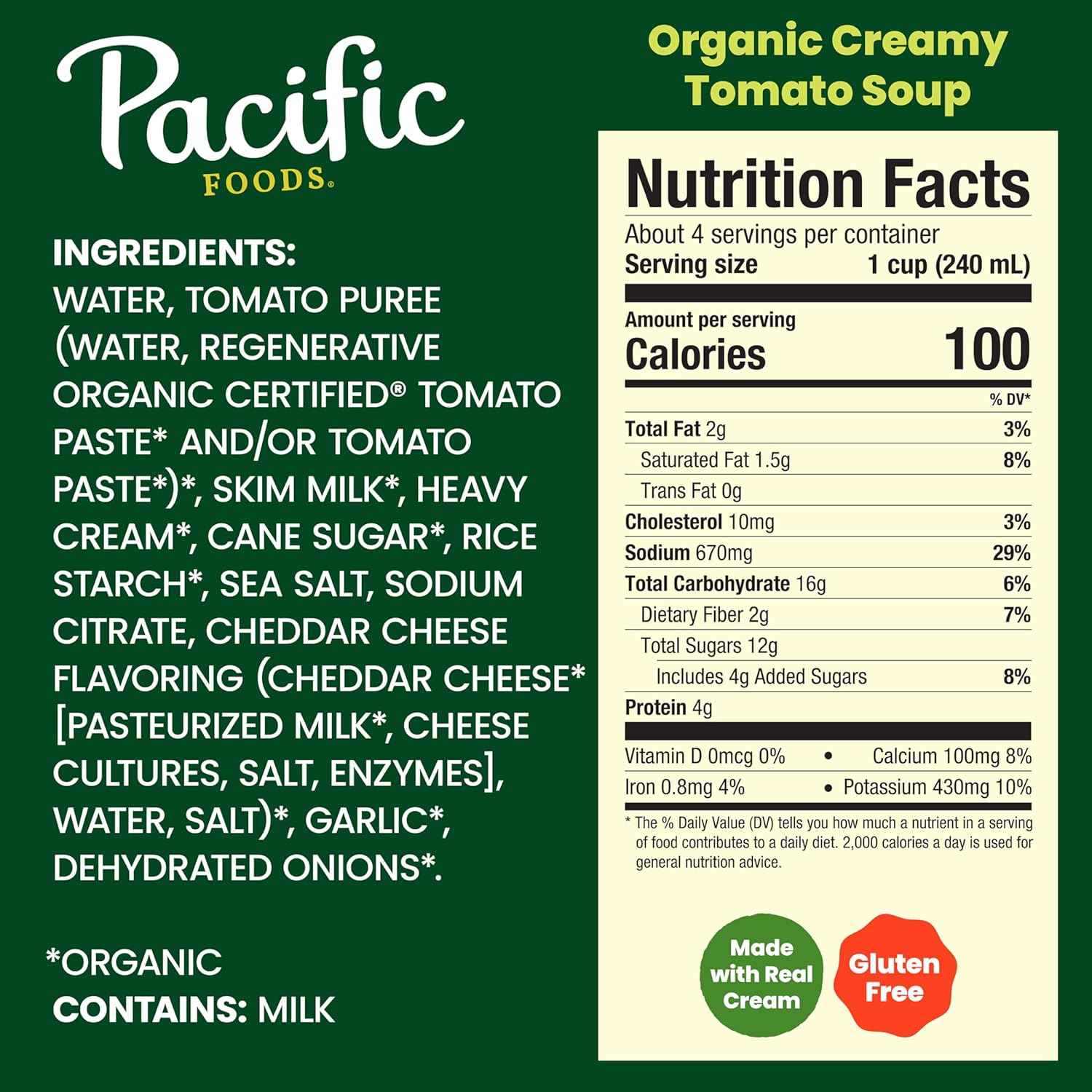 Pacific Foods Organic Creamy Tomato Soup, 32 oz Carton — One-Minute Microwave Lunch for Busy Work-from-Home Days