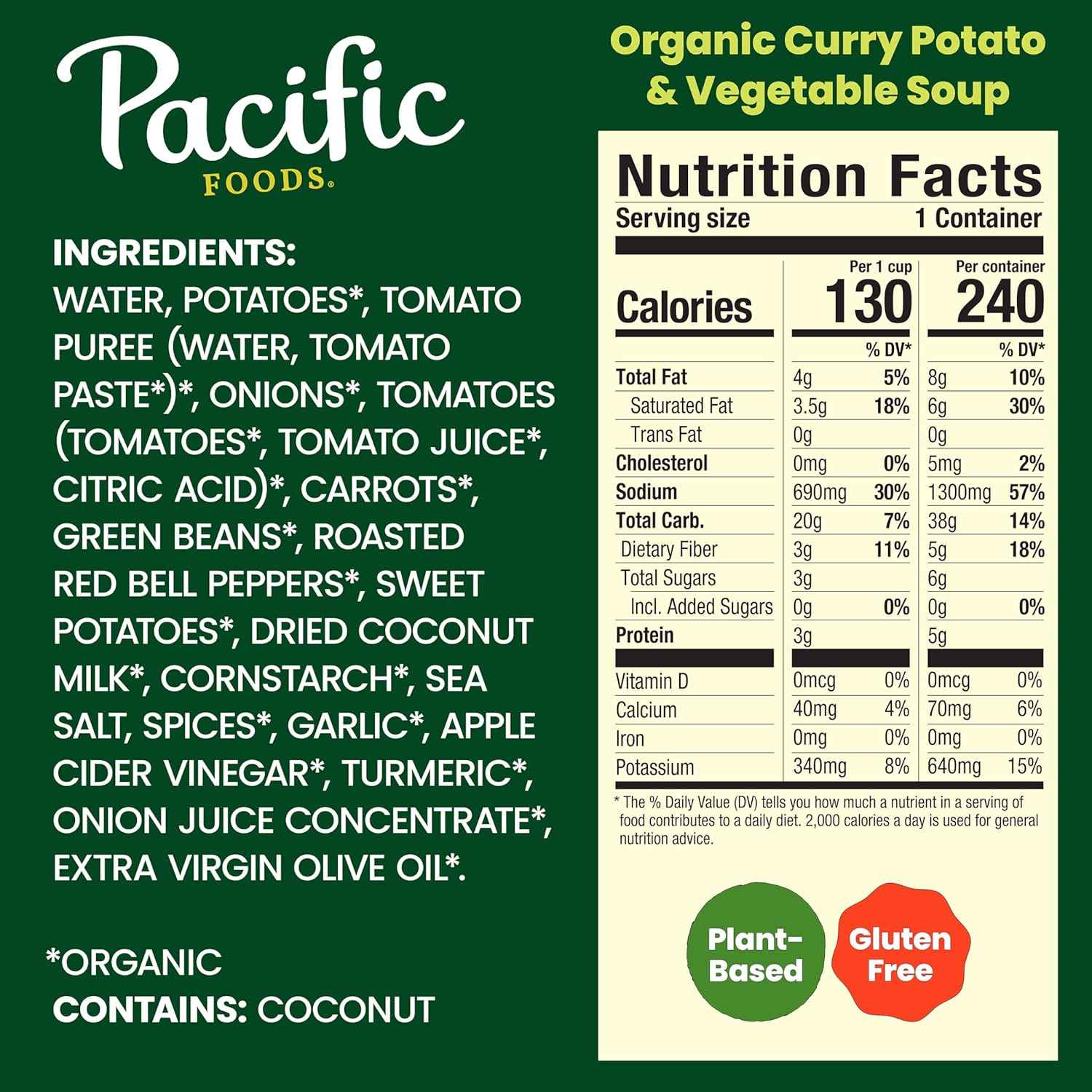 Pacific Foods Organic Curry Potato and Vegetable Soup, 16.3 oz Can – Simple Clean-Ingredient Pantry Soup for Intentional Kitchens