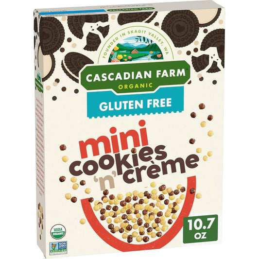Cascadian Farm Organic Mini Cookies 'n' Crème Cereal – After-School Snack for Hungry Kids in the Kitchen