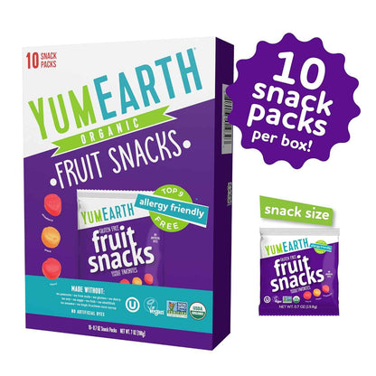 YumEarth Organic Fruit Snacks - Heat Resistant Travel Snack for Road Trips and Car Rides, 10 Pack of 0.7 oz Bags