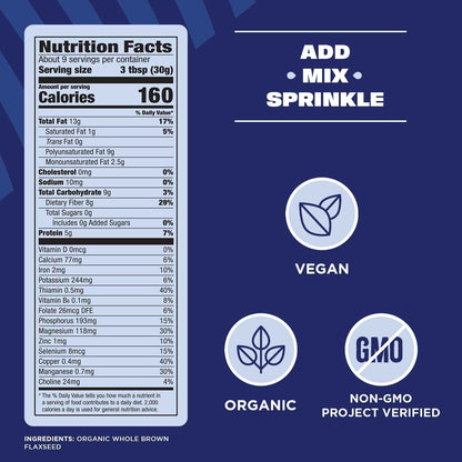 Manitoba Harvest Whole Organic Flaxseed Single Ingredient Pantry Staple for Clean Kitchens, 10 oz