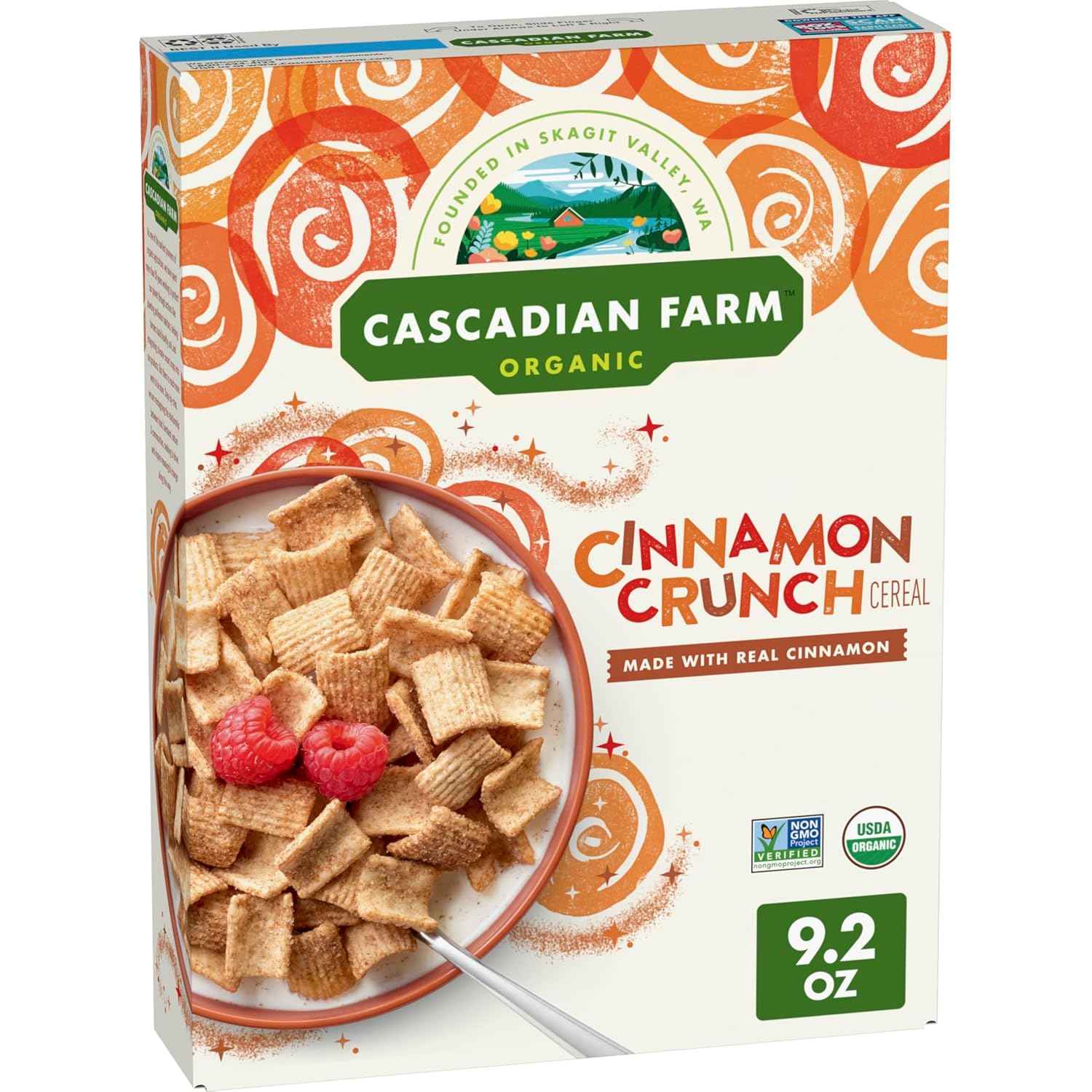 Cascadian Farm Organic Cinnamon Crunch Cereal – Organic Whole Grain Cereal for a Non-GMO Breakfast Ritual