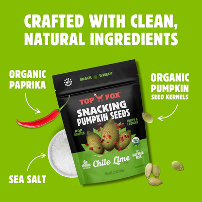 Top Fox Snacks Chile Lime Pumpkin Seeds 2 Pack - Healthy Gourmet Gift Basket Addition for Health Conscious Friends