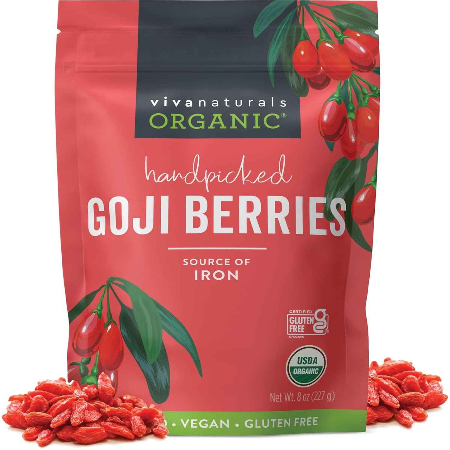 Viva Naturals Himalayan Goji Berries – Non-GMO Superfood Pantry Staple for Wellness Routines and Mindful Snacking, 8 oz