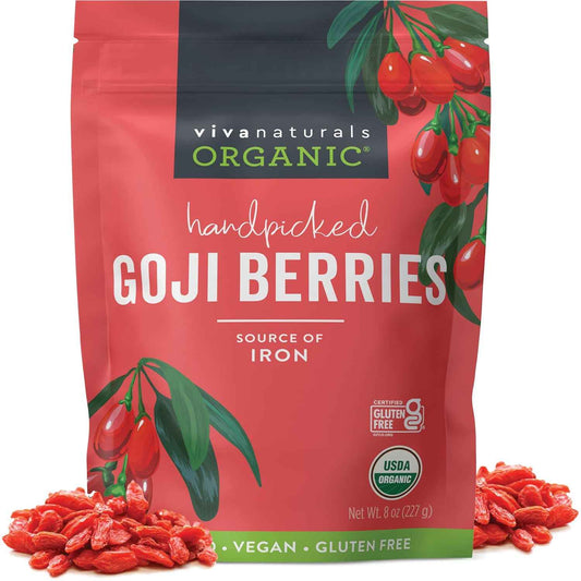 Viva Naturals Himalayan Goji Berries – Non-GMO Superfood Pantry Staple for Wellness Routines and Mindful Snacking, 8 oz
