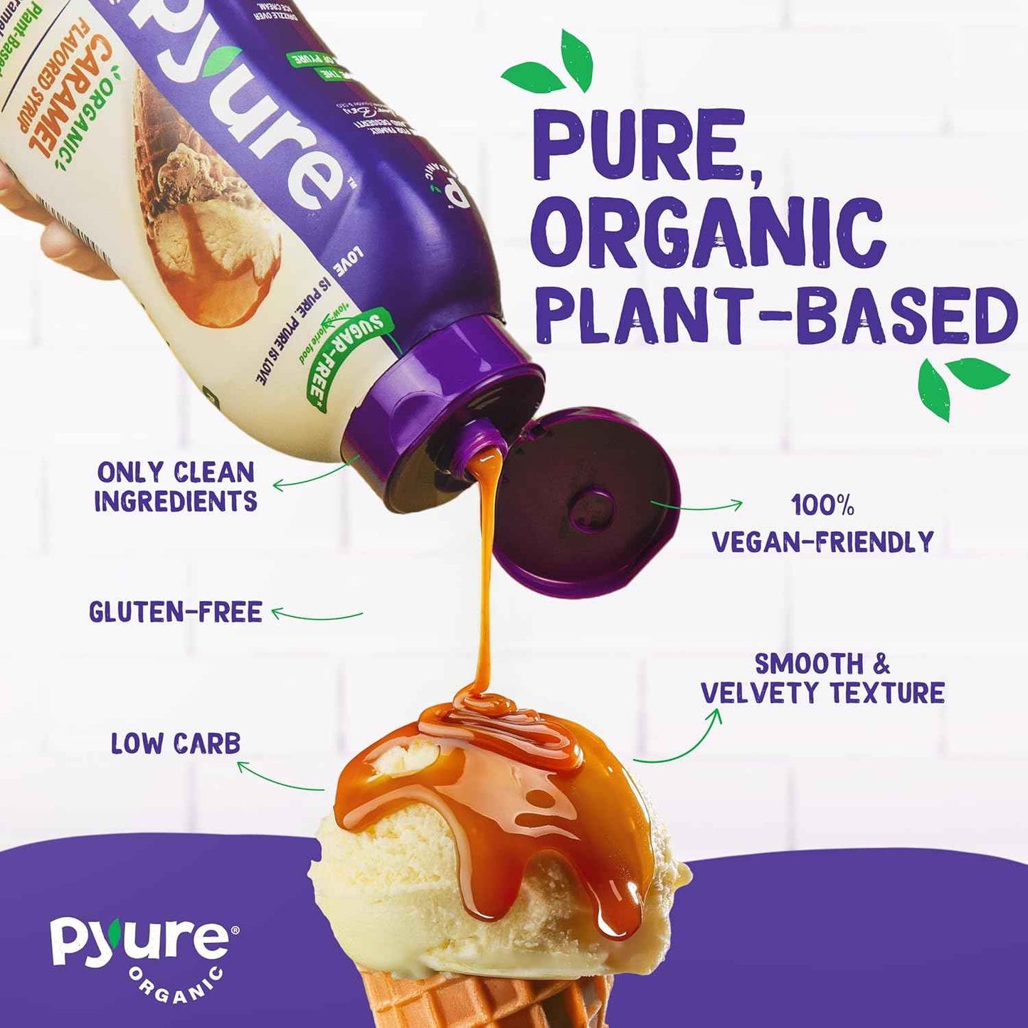 Pyure Organic Sugar-Free Caramel Syrup – Clean Label Topping for the Intentional Low-Carb Pantry