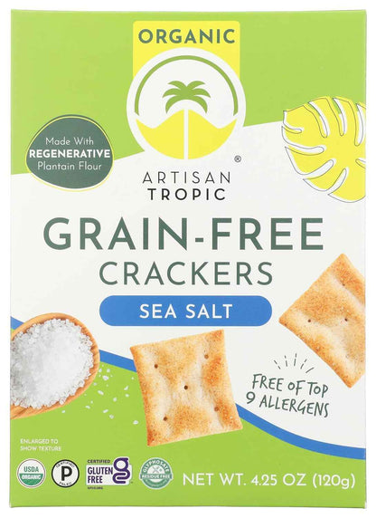 ARTISAN TROPIC Organic Sea Salt Crackers, 4.25 OZ – Lectin-Free Crunch for Whole30 and Paleo Diets