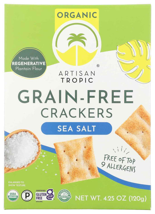 ARTISAN TROPIC Organic Sea Salt Crackers, 4.25 OZ – Lectin-Free Crunch for Whole30 and Paleo Diets