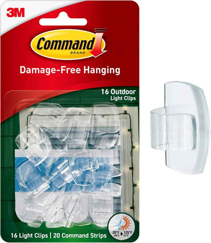 Command Outdoor Light Clips for Ladder-Safe Holiday Setup, No Nails or Tools Required, Clear