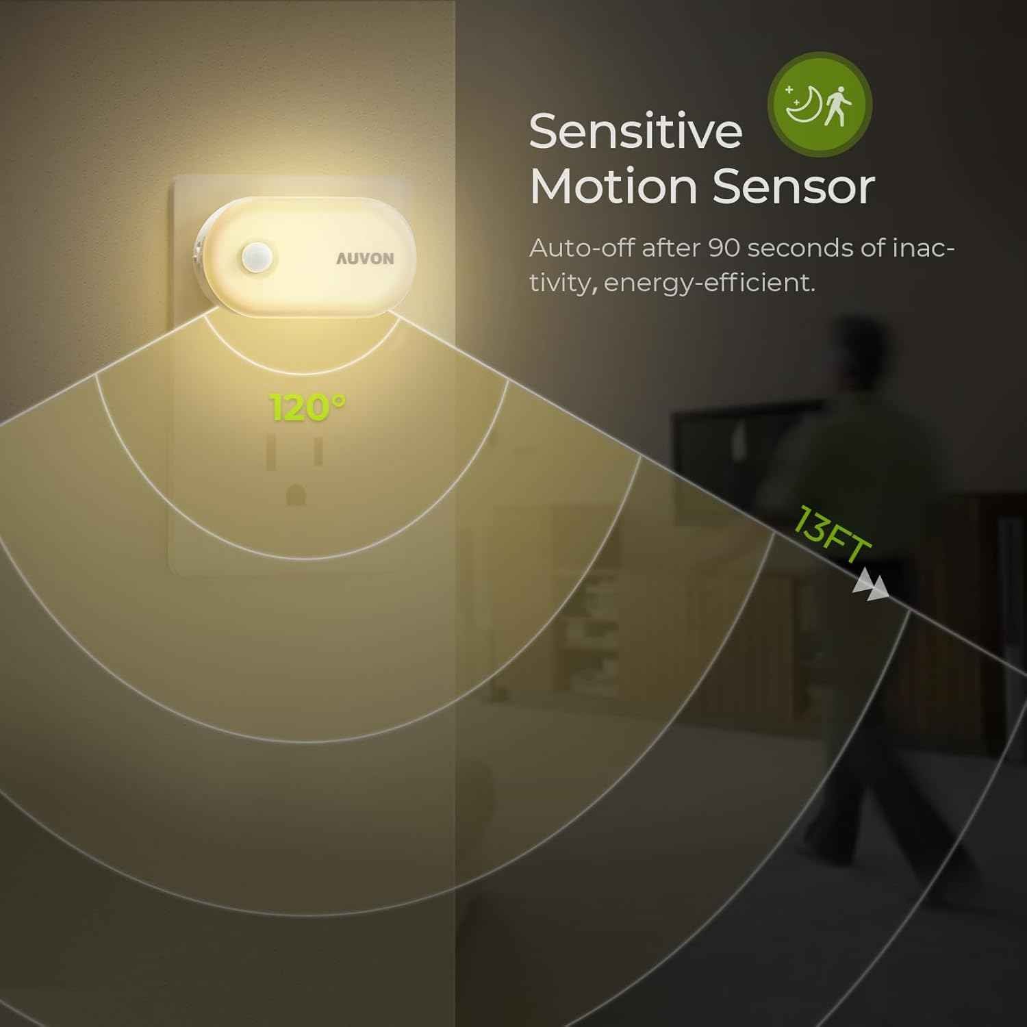 AUVON Plug in LED Night Light – Fire Resistant Casing with Dusk to Dawn Sensor for Stairs, Garage and Elderly Safe Pathways